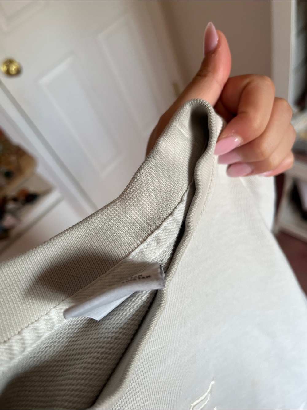Nike Light Gray Crewneck Sweatshirt with Orange Swoosh - Picture 5 of 5